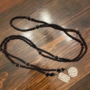 Silpada black onyx beaded wrap bolo necklace